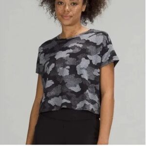 Lululemon Cates Training Tee, Short Sleeve, Heritage Camo, Black and White